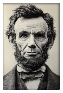 Detailed pencil-drawn portrait of Abraham Lincoln.